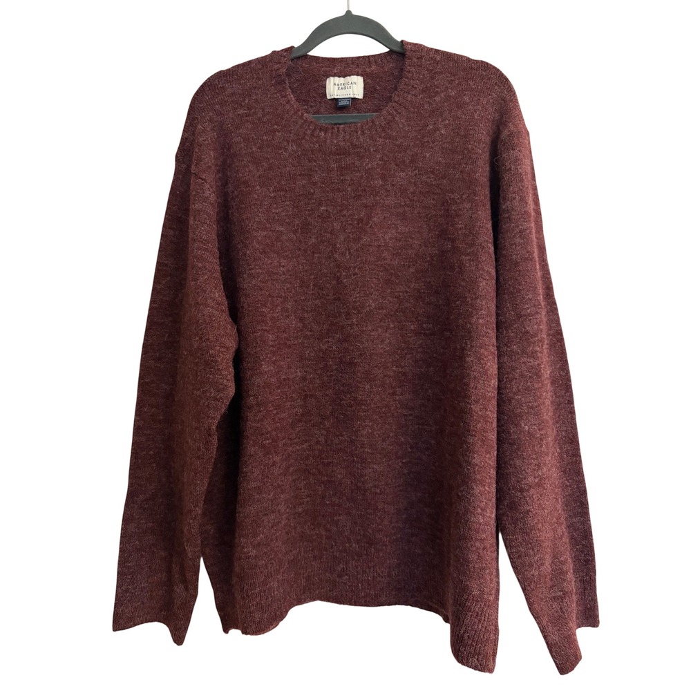 American Eagle Sweater XL Burgundy, Mens, Knit, Pullover, Crewneck, Wool blend